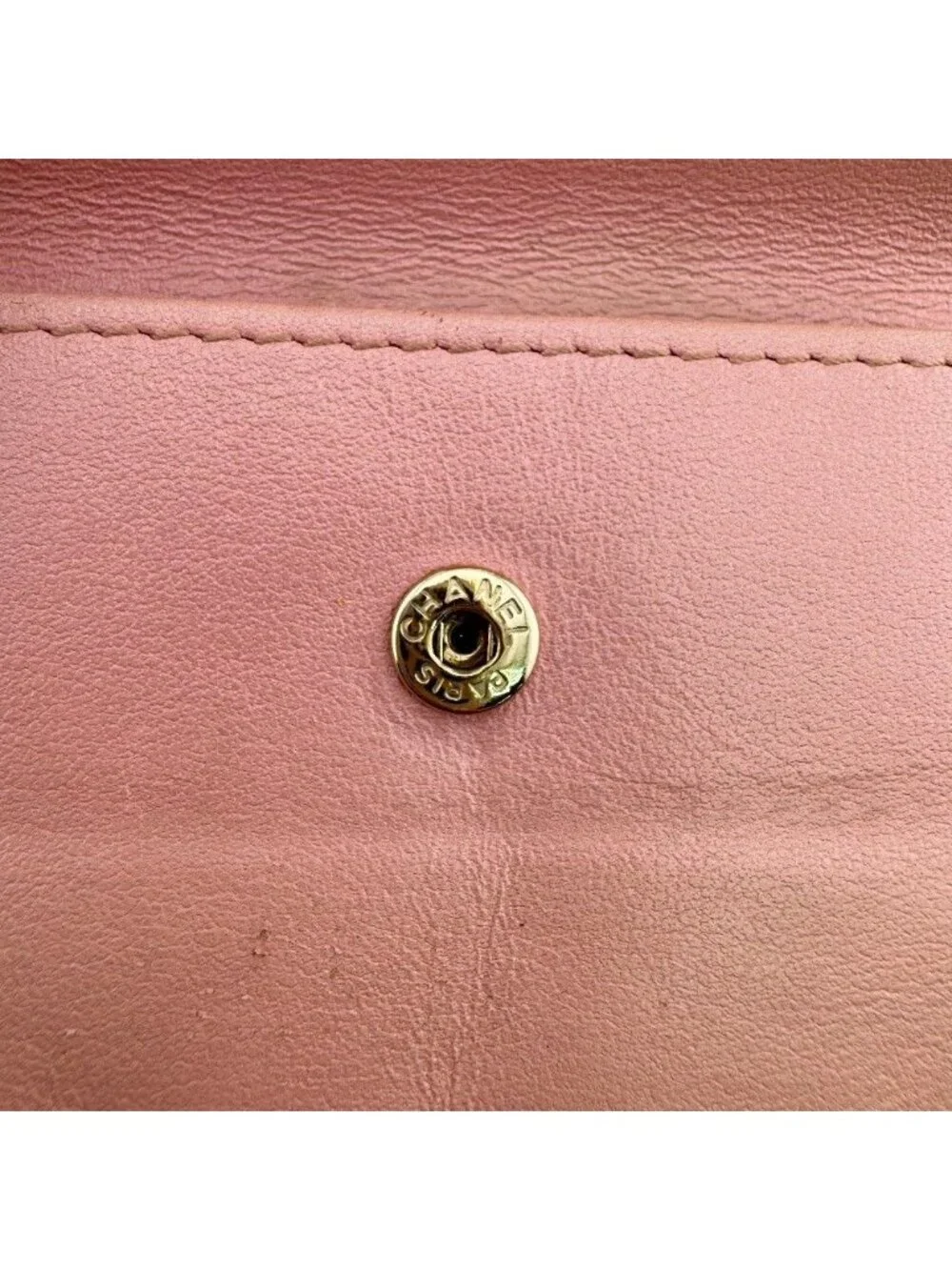 Chanel Quilted Caviar Leather Trifold Wallet Compact Pink Gold